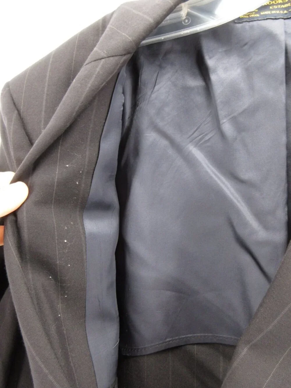VINTAGE Brooks Brothers Sport Coat 38 S Navy Blazer Wool Pinstripe USA*